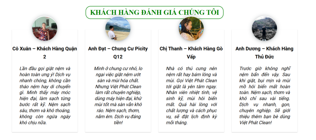 Tiêu chí lựa chọn đơn vị giặt nệm tại nhà TPHCM uy tín và chuyên nghiệp 4 Đánh giá và phản hồi của khách hàng về dịch vụ giặt nệm